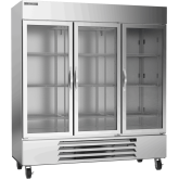 Bottom Mount Reach-In Refrigerator - Three Section -Glass Dr