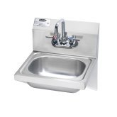 WALL MOUNT HAND SINK WITH SIDE SUPPORTS AND FAUCET
