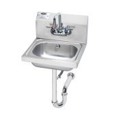 WALL MOUNT HAND SINK WITH P-TRAP & REAR OVERFLOW. FAUCET