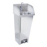 PEDESTAL HAND SINK W/ SIDE SPLASHES AND FOOT PEDAL FAUCET